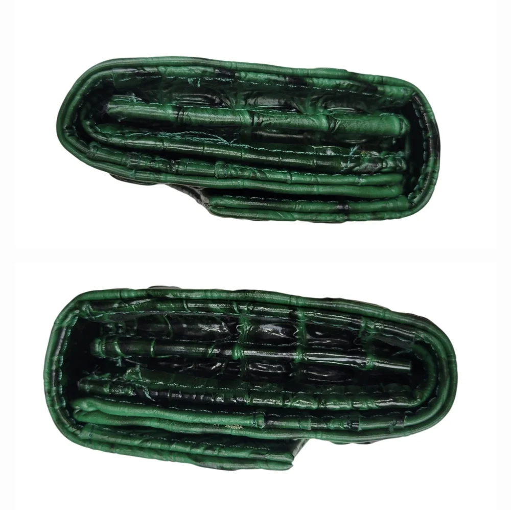 STAUER Emerald Green Croc-Embossed Leather Wallet w/ Gold Medallion